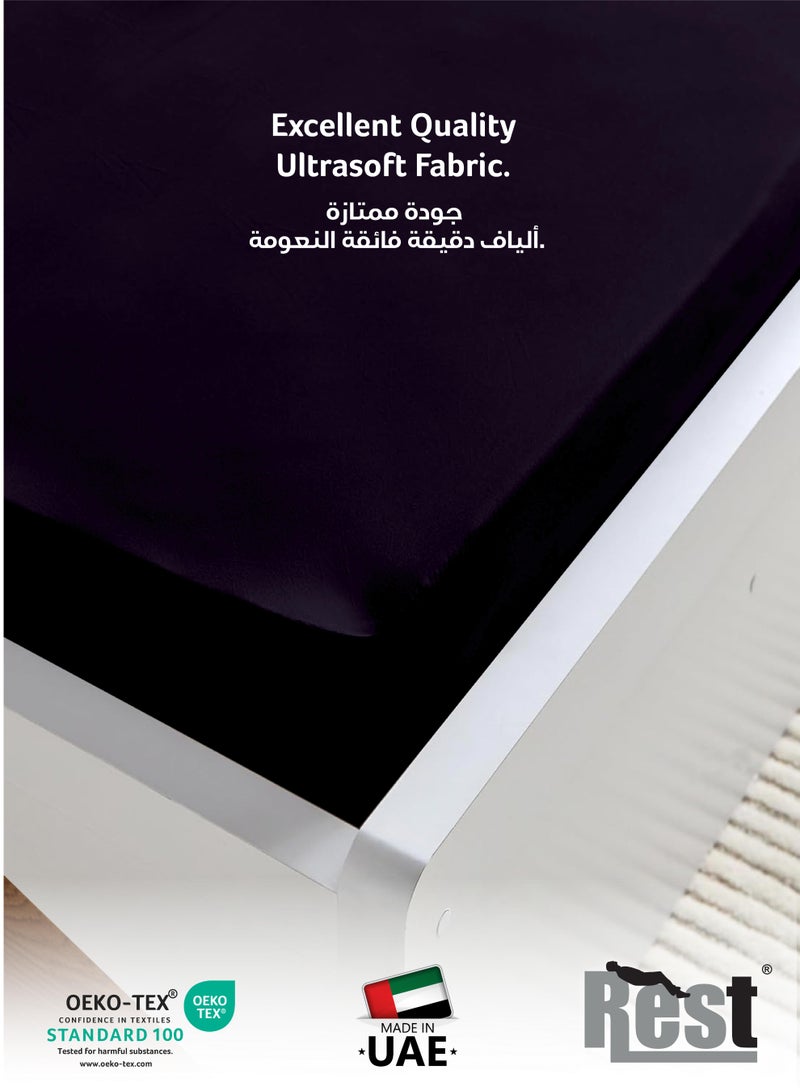 REST Fitted Bedsheet 200x200+30cm Breathable Plush Violet Fabric with Deep Pockets Machine Washable for Optimal Protection - Image 2
